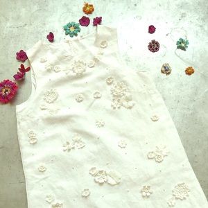 M&S ivory linen dress 10-11 years